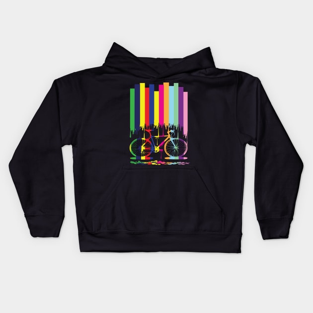 Rainbow bicycle Kids Hoodie by CindyS